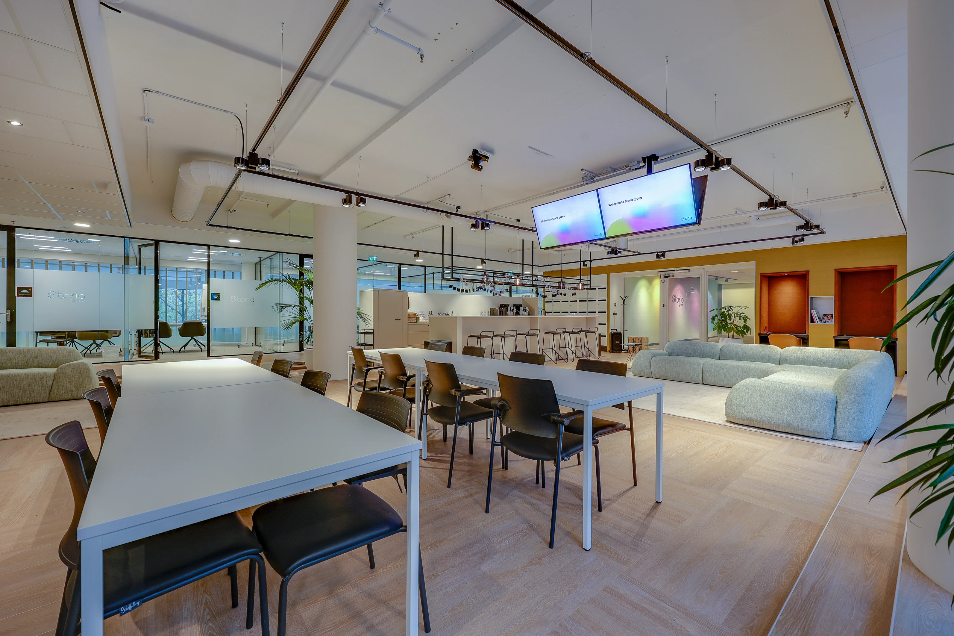 Storio Group workspace designed around its brand identity